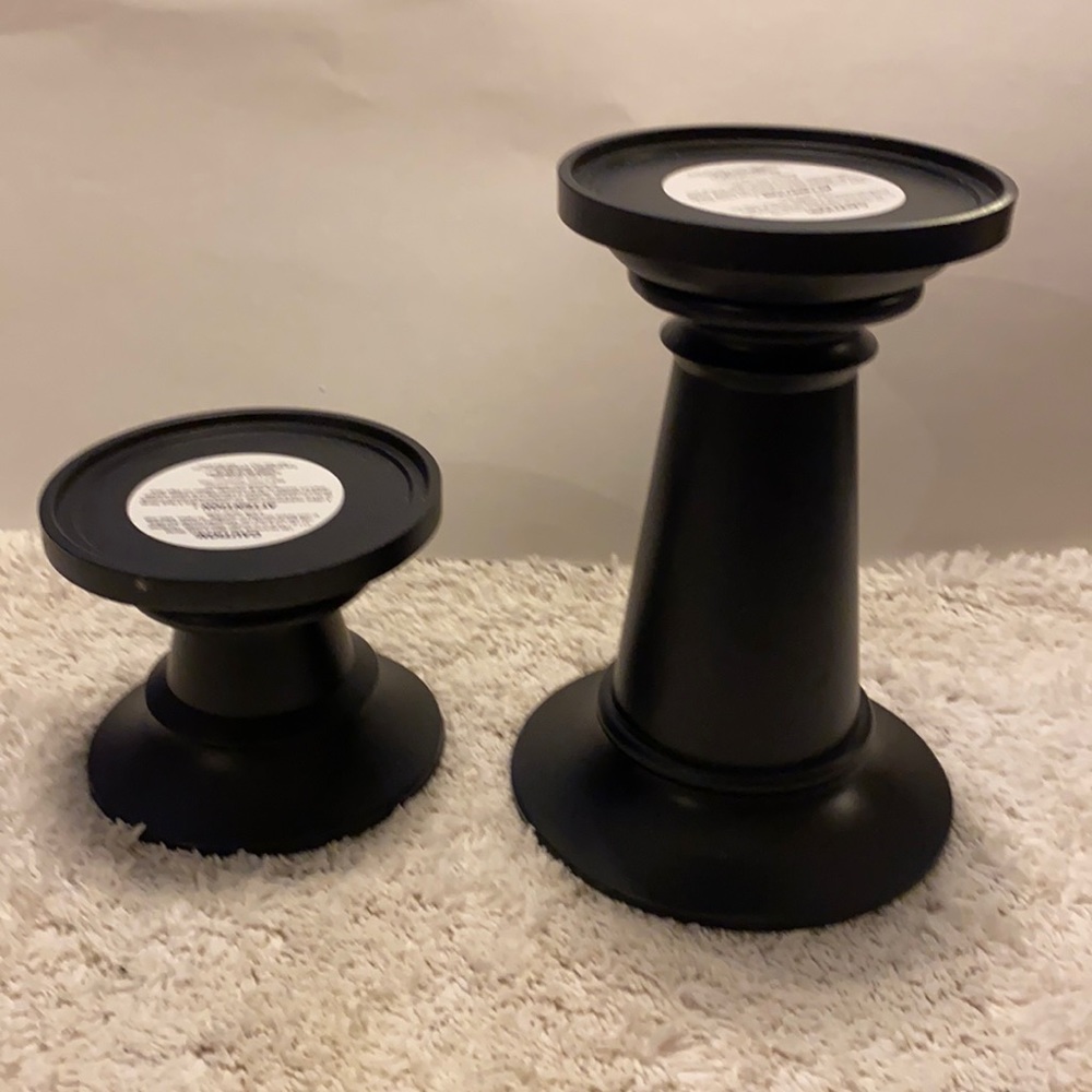 2 Bath & Body Works Black Pedestal Candle Holders